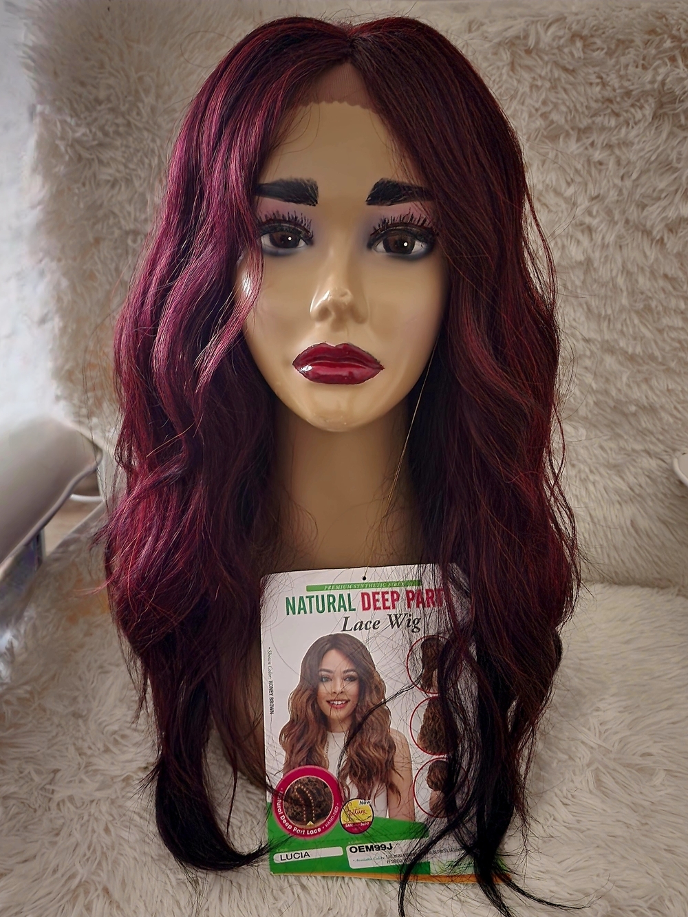 New Natural Deep Part Lace Wig - Burgundy Blend